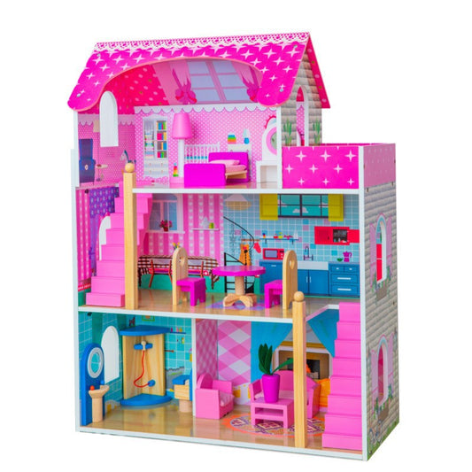 Large Wooden Dollhouse - Dollhouse for kids and family play, image 1