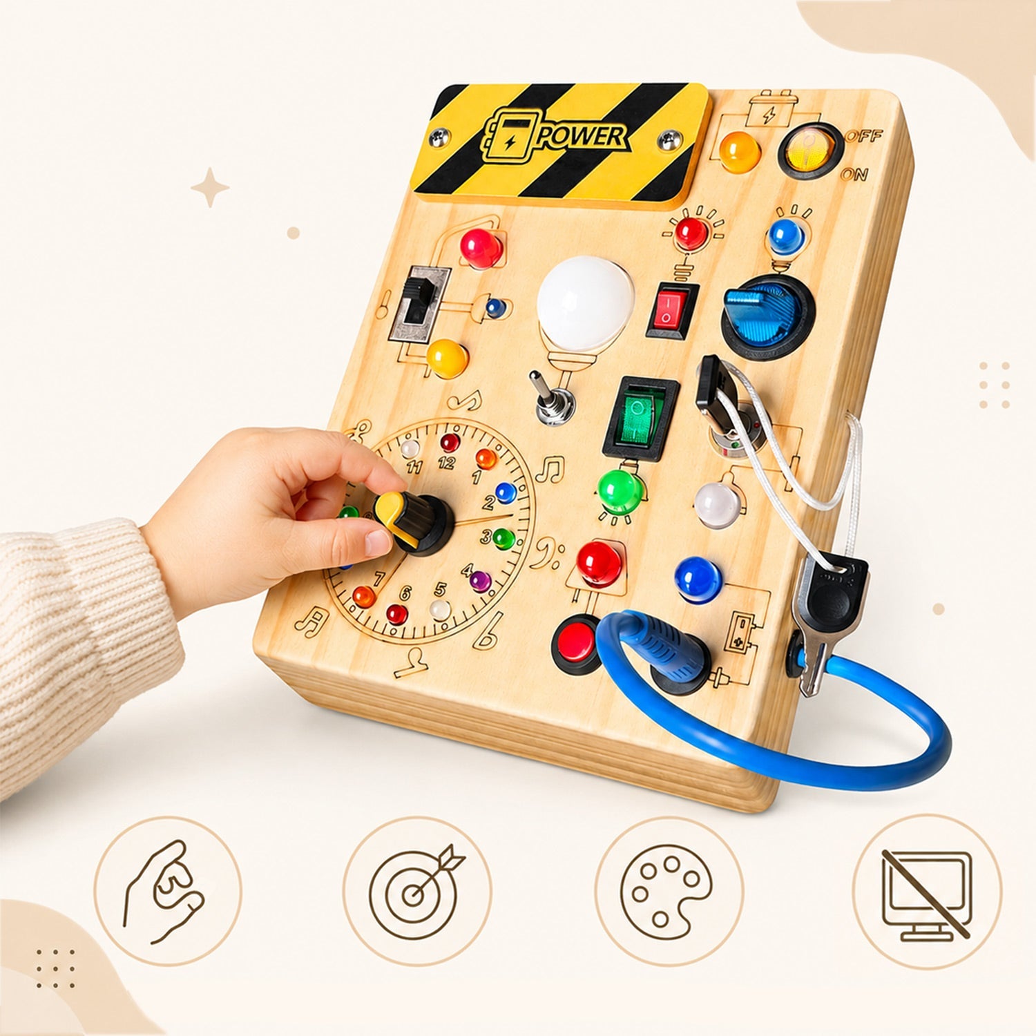 Portable busy board travel toy for toddlers in car rides and trips