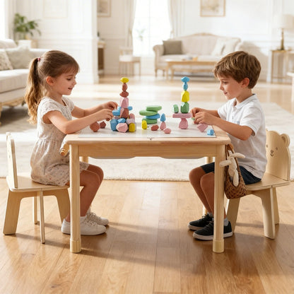 Wooden preschool learning table for puzzles crafts and activities

