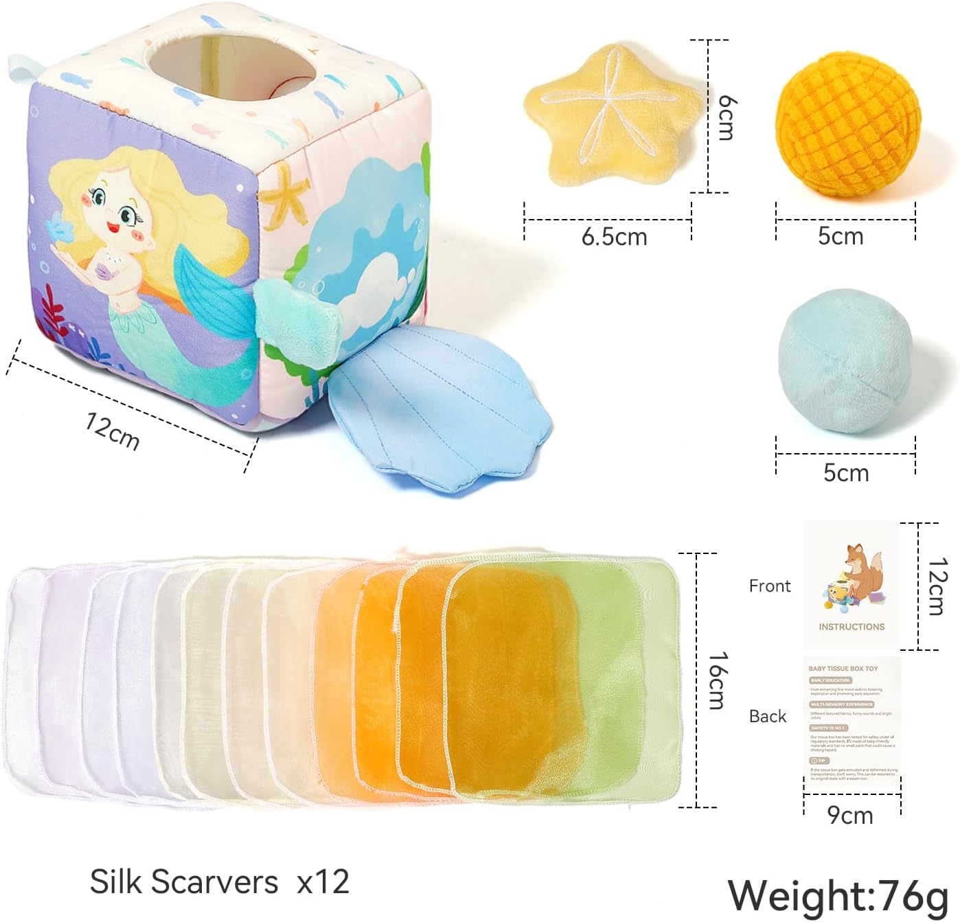 Soft fabric sensory toy designed for little hands