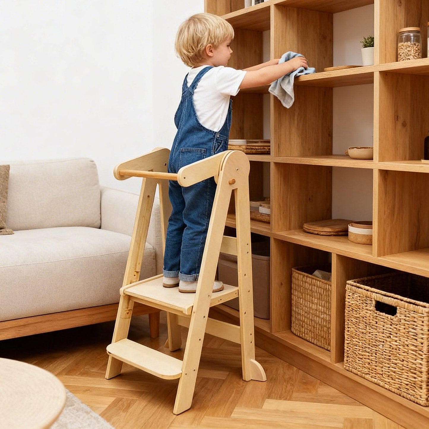 Three adjustable platform heights for growing children