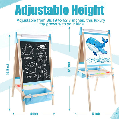 Toddler wooden easel drawing station for creative activities