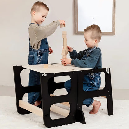 Toddler helper stool that converts into an activity table for crafts, snacks, and reading