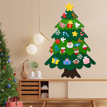 Holiday learning toy for toddlers with felt ornaments
