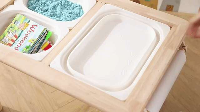 Toddler independent play table for creative exploration
