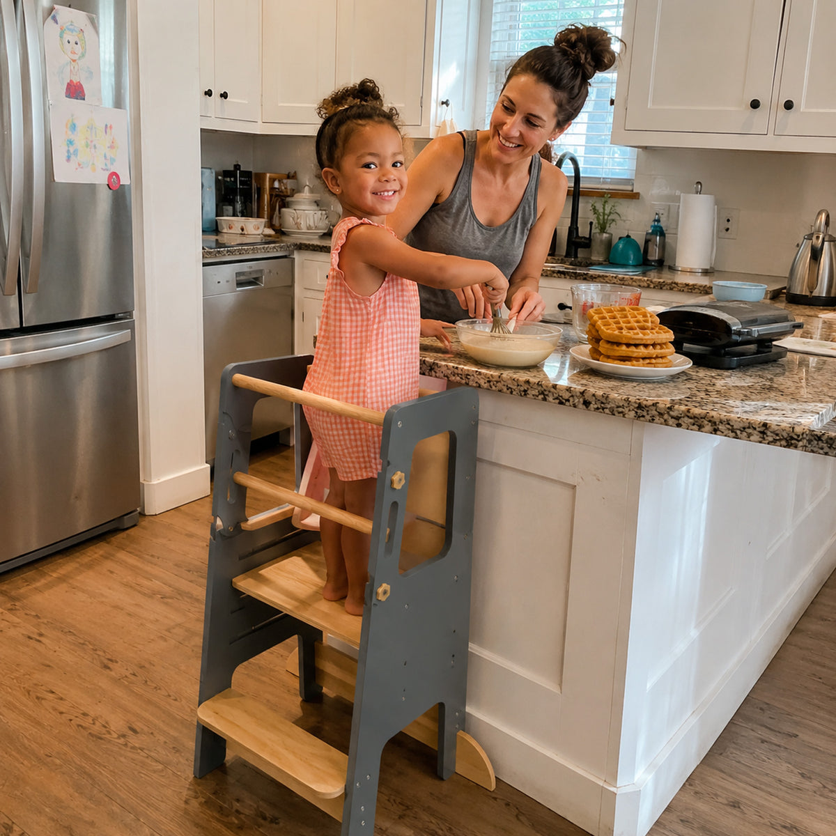 Toddler learning tower side view