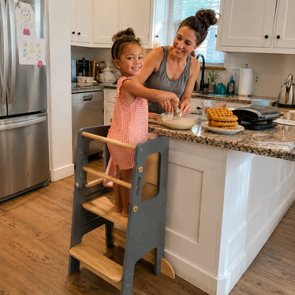 Toddler learning tower side view