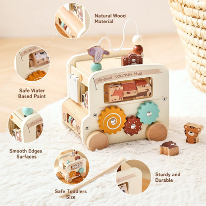 Montessori learning toy bus for toddlers and preschoolers
