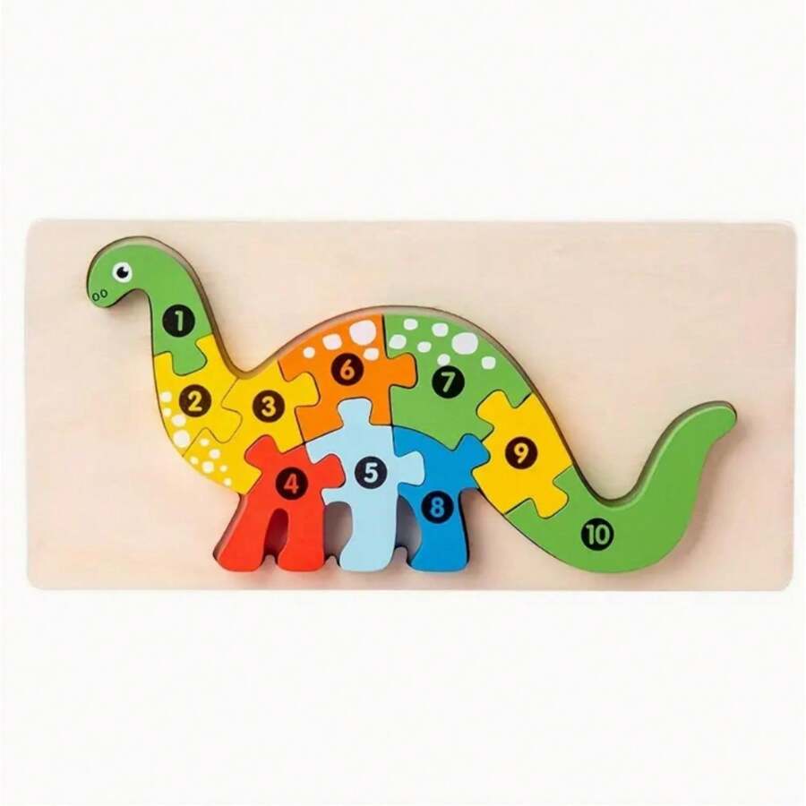 Wooden animal puzzle toy helping toddlers learn shapes and colors