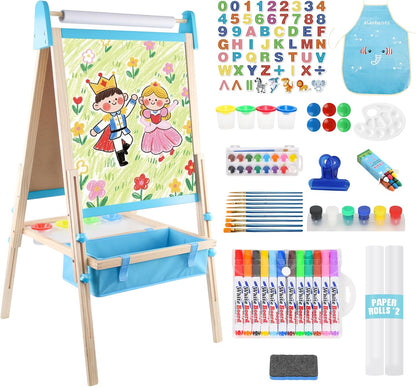 Wooden kids art easel with storage box for supplies