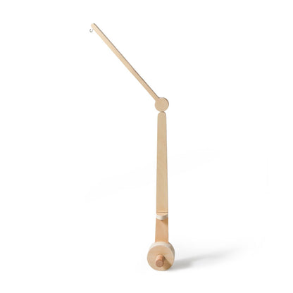 Wooden baby mobile holder attached to crib rail