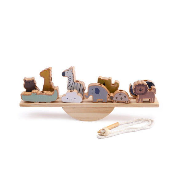 Educational wooden balancing game for early learning and motor skills