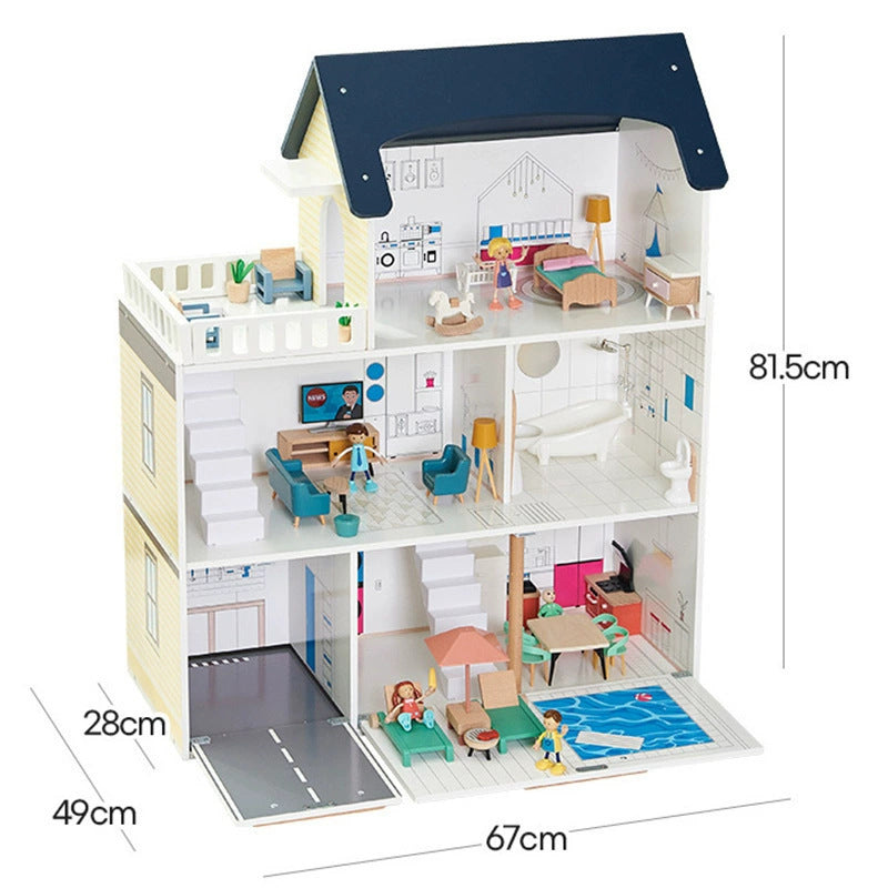 Large Wooden Dollhouse - with Garage for kids and family play, image 1
