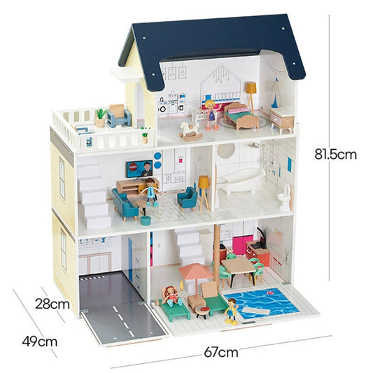 Large Wooden Dollhouse - with Garage for kids and family play, image 1