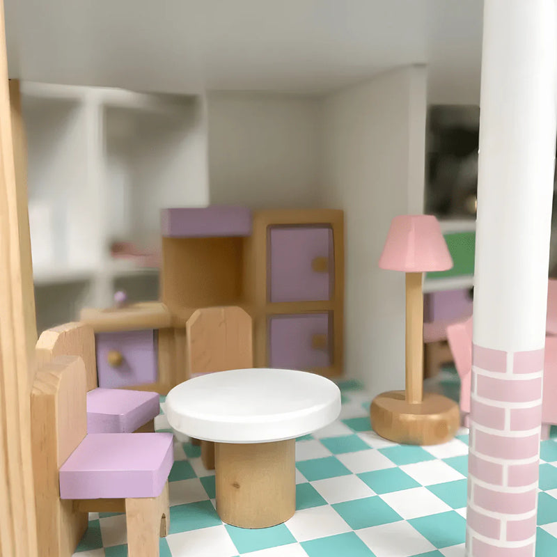 Kids wooden dollhouse kitchen furniture and accessories