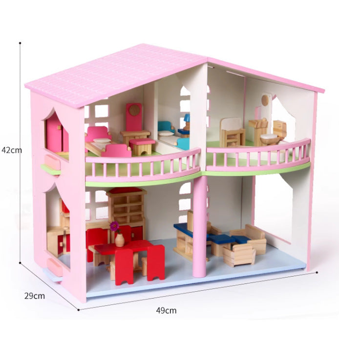 Wooden Dollhouse - Open Design - Classic Set for kids and family play, image 2