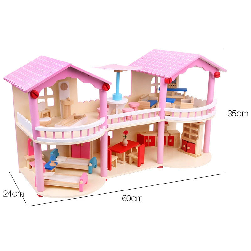 Wooden Dollhouse - Open Design - Classic Set for kids and family play, image 4