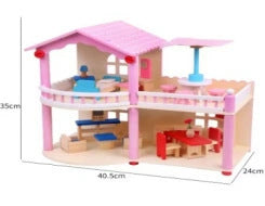 Wooden Dollhouse - Open Design - Classic Set for kids and family play, image 3