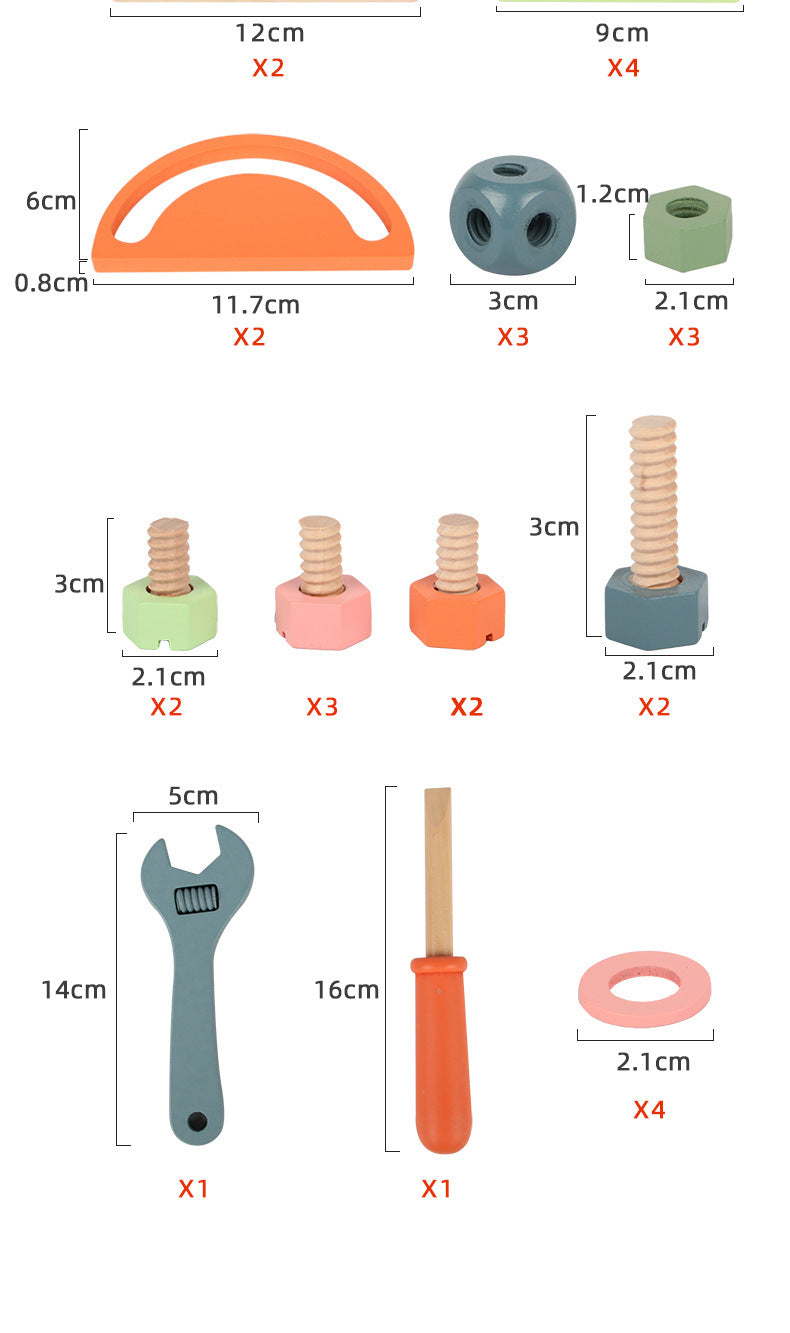 Kids Werkzeugkiste Wooden - 3-in-1 Schraubspiel With Zahnr Dern for kids and family play, image 3