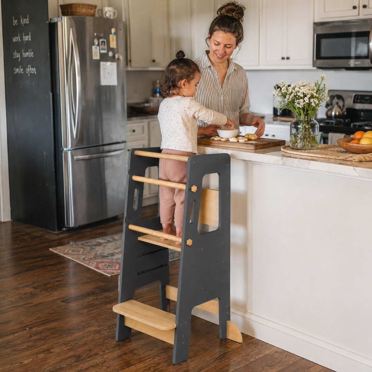 Learning tower safety rail