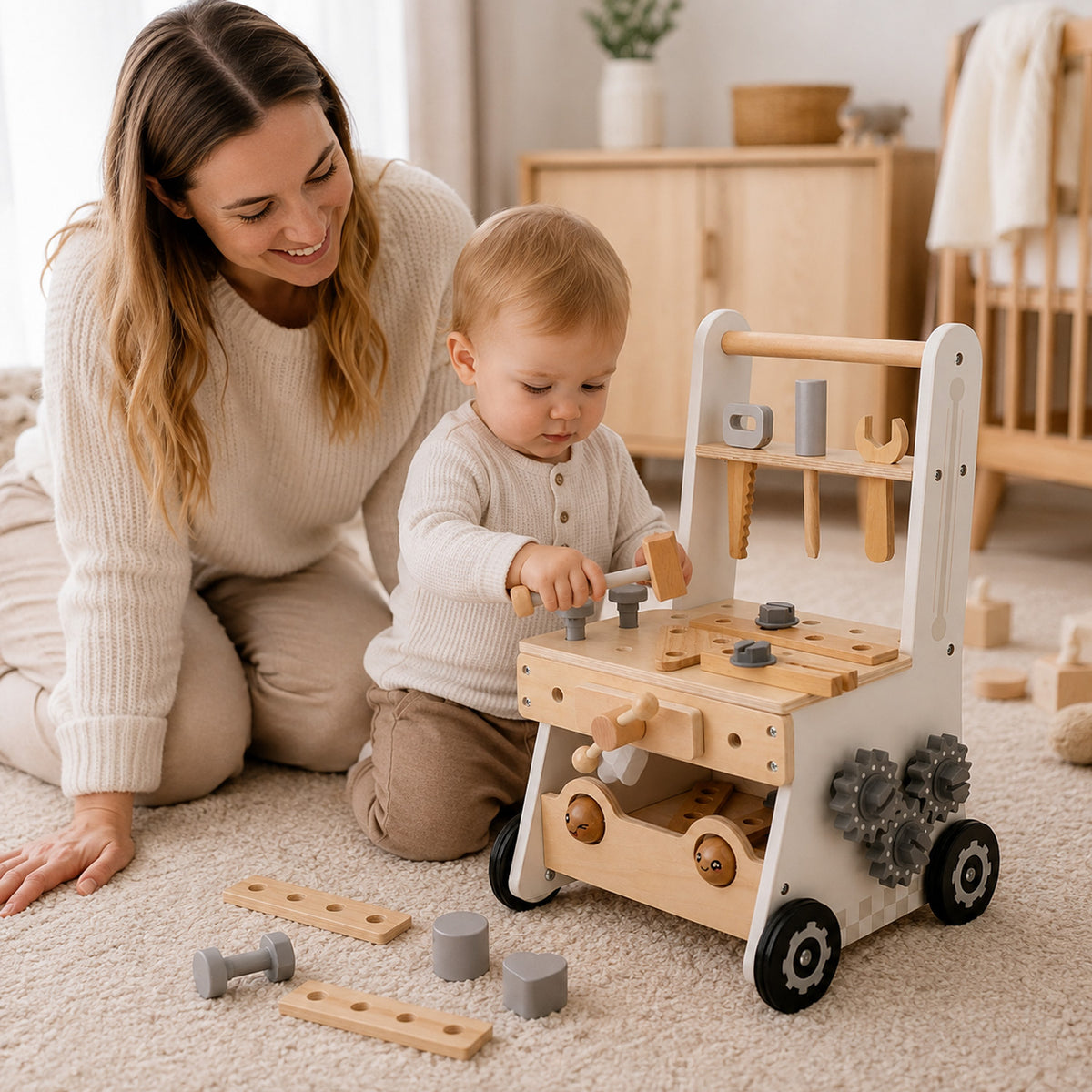 Wooden learning toy for 1 year old toddlers