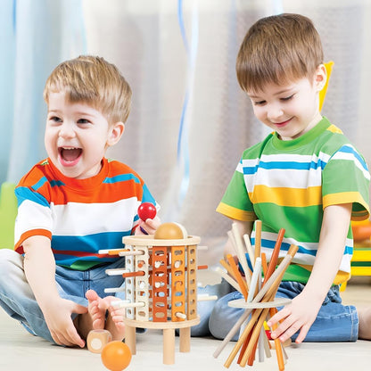 Wooden learning toy that encourages creativity and problem solving