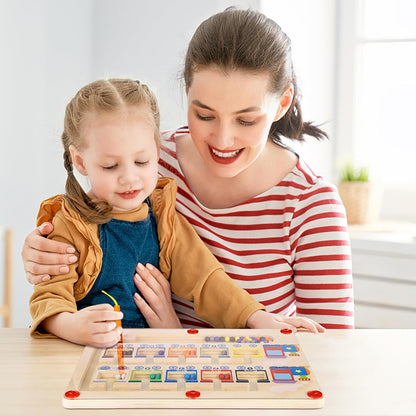 Wooden magnetic maze learning game for toddlers ages 3 and up