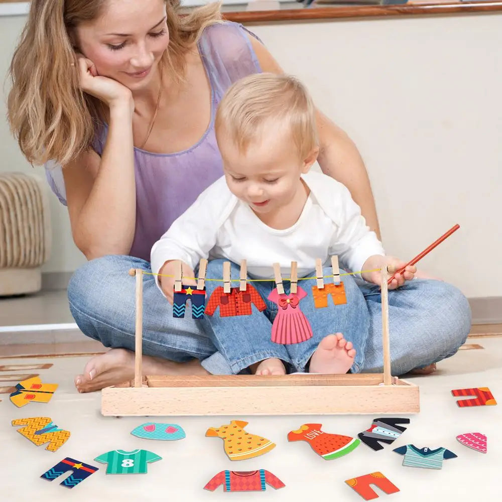 Wooden sorting puzzle for developing fine motor skills
