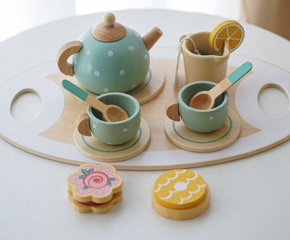 Wooden Tea Set - with Wheels for kids and family play, image 2
