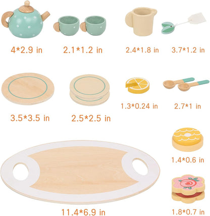 Wooden Tea Set - with Wheels for kids and family play, image 6
