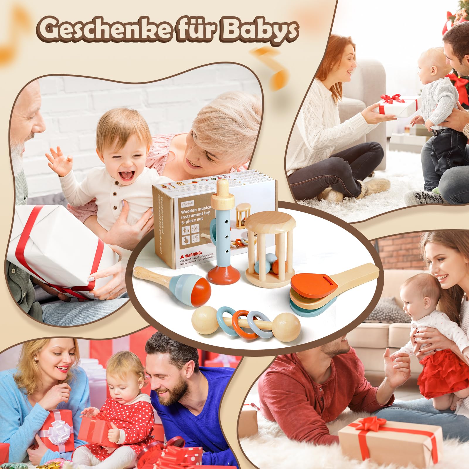 Wooden musical toys helping develop fine motor skills and hand coordination
