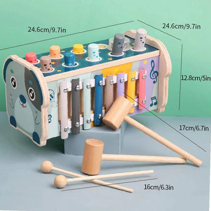 Wooden xylophone hammer toy designed for toddlers learning through hands-on play